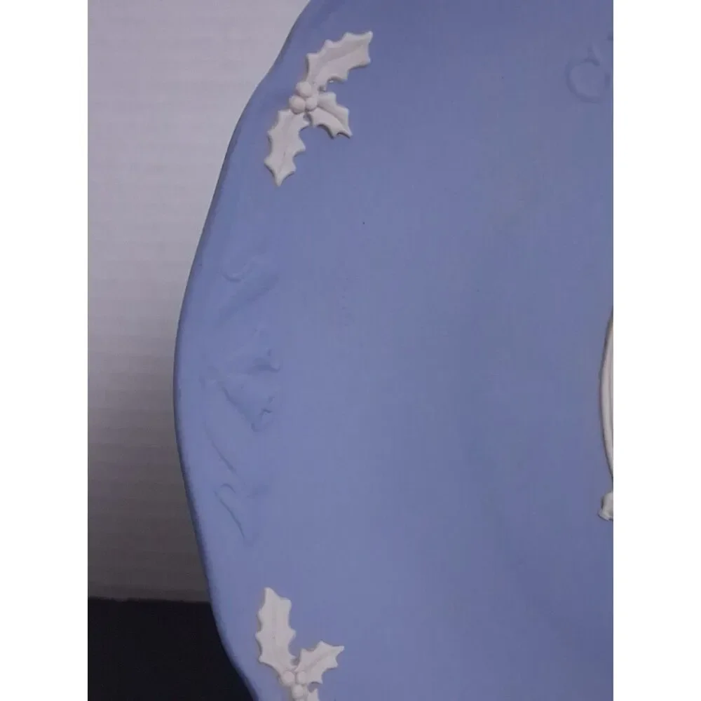 Vintage 1994 Wedgwood Blue Jasperware Christmas Plate 